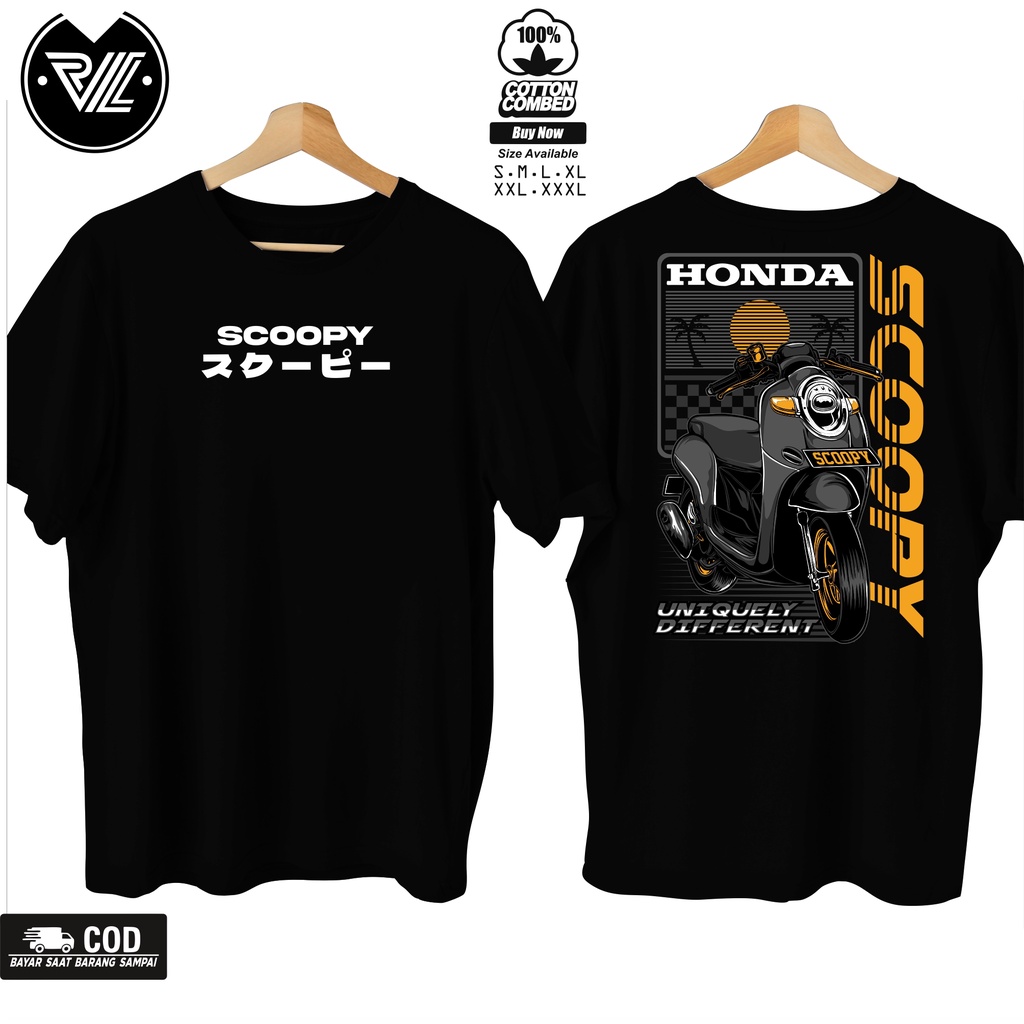 Kaos Motor Scoopy New Moon Yellow 002 / Kaos Honda Scoopy Otomotif / Kaos Honda Scoopy Modifikasi / 