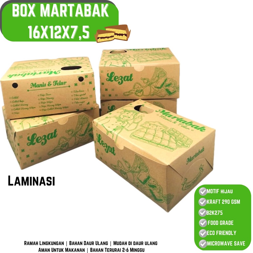 Box Martabak Manis &amp; Telor Laminasi (B2K275-14X12X7.5 Cm)