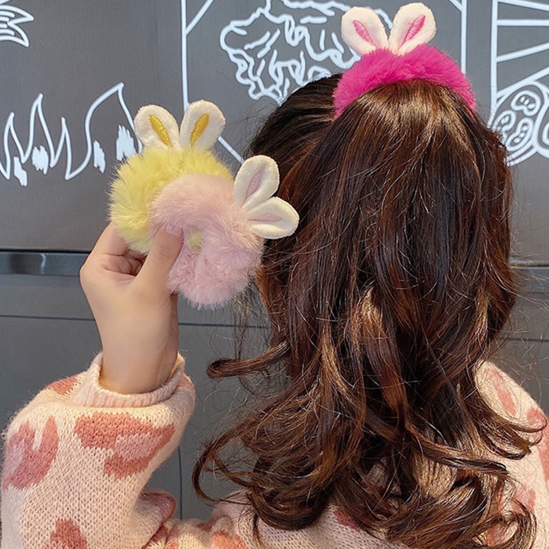 【COD】Ikat Rambut Bulu Elastis PremiumMotif Kartun Kelinci Rabbit Untuk Anak Dan Dewasa Korean Fashion Gaya Lucu  Murah Ready Stock-FA