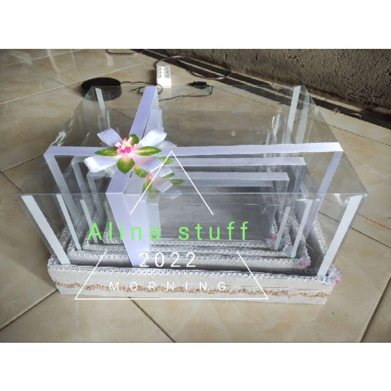 box kotak hantaran seserahan murah banget set isi 4 tutup mika pita