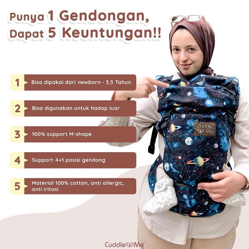 (Bonus Hagmi) Hipseat Cuddleme Ultimo Carrier Gendongan bayi anak cuddle me ultimo 0-4 tahun bisa hadap depan Gendongan mshape SSC adjustable