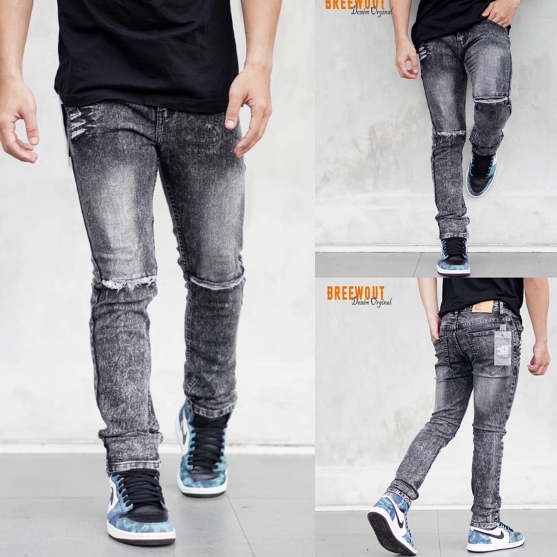 GEVAR Celana Jeans Ripped Sobek Sandwash Premium