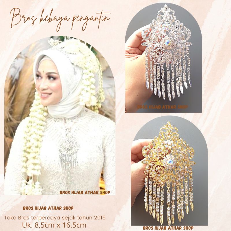 Bros Kebaya Pengantin/Bross Besar/Bros Bunga Juntai /Bros Mewah Kutubaru Emas Perak Jumbo