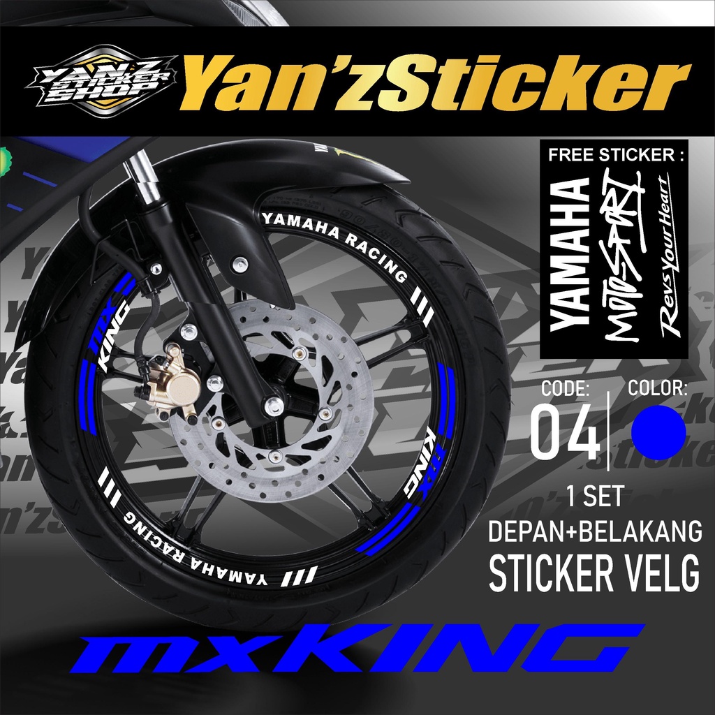Aksesoris Stiker Cutting Sticker List Velg Motor Yamaha MX King 150 Pelek Velk Variasi Set Depan Bel