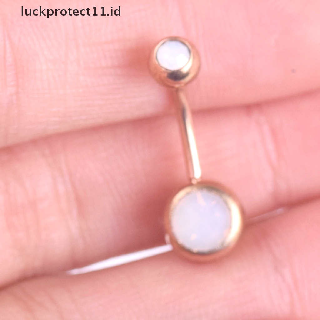 /Fashion Hot// Fashion// Cincin Pusar Opal Api Putih Pusar Cincin Bar Menjuntai Perhiasan Tubuh  .