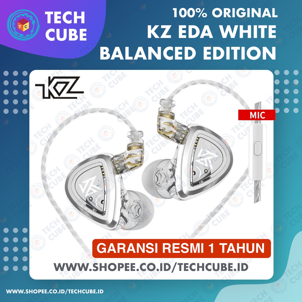 KZ EDA White Balanced Blanced Balance with Mic Earphone Alt EDX Ultra