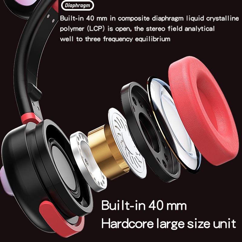 Bluetooth Headphone Wireless Headset with Mic RGB Lights Over-Ear LED Light Cute Kids Headphones Gaming Earphone for PC Game Laptop Pad HP