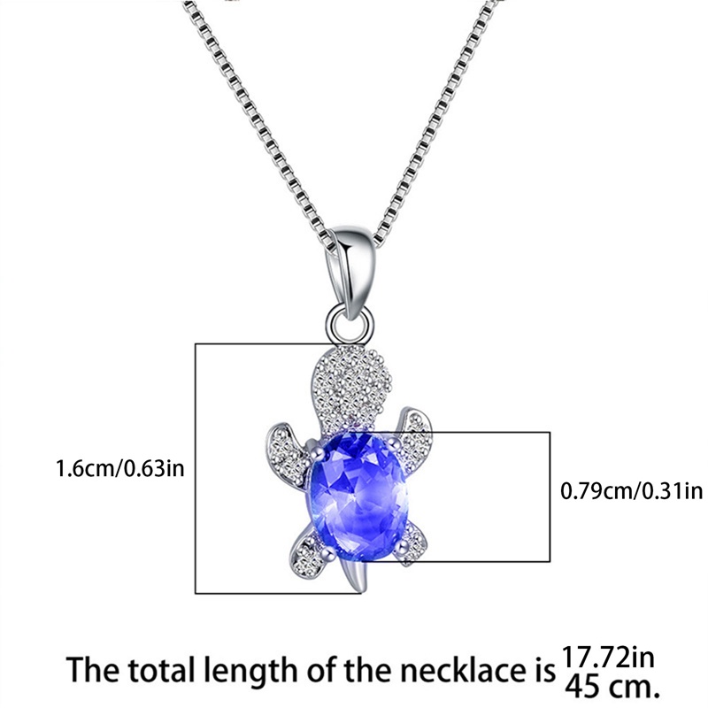 Kartun Turtle Pendant Berlian Imitasi Kalung Zirkon Turtle Necklaces Perhiasan Rantai Kristal Untuk Wanita Perempuan