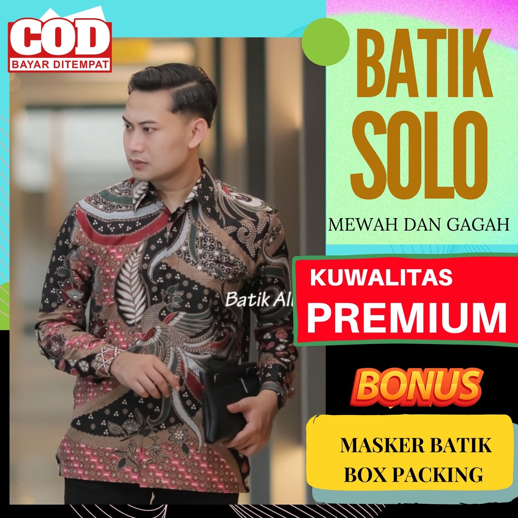 Atasan Kemeja Baju Batik Aluna Pria Lengan Panjang Premium Furing Reguler Fit Baju Cowok Moderen Ori