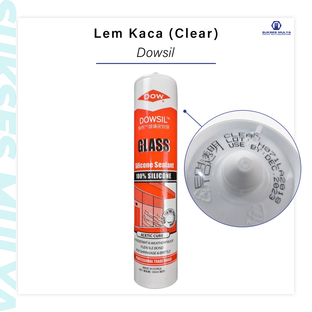 

DOWSIL Lem Kaca Clear Lem Silicon Dow Bening Sealant