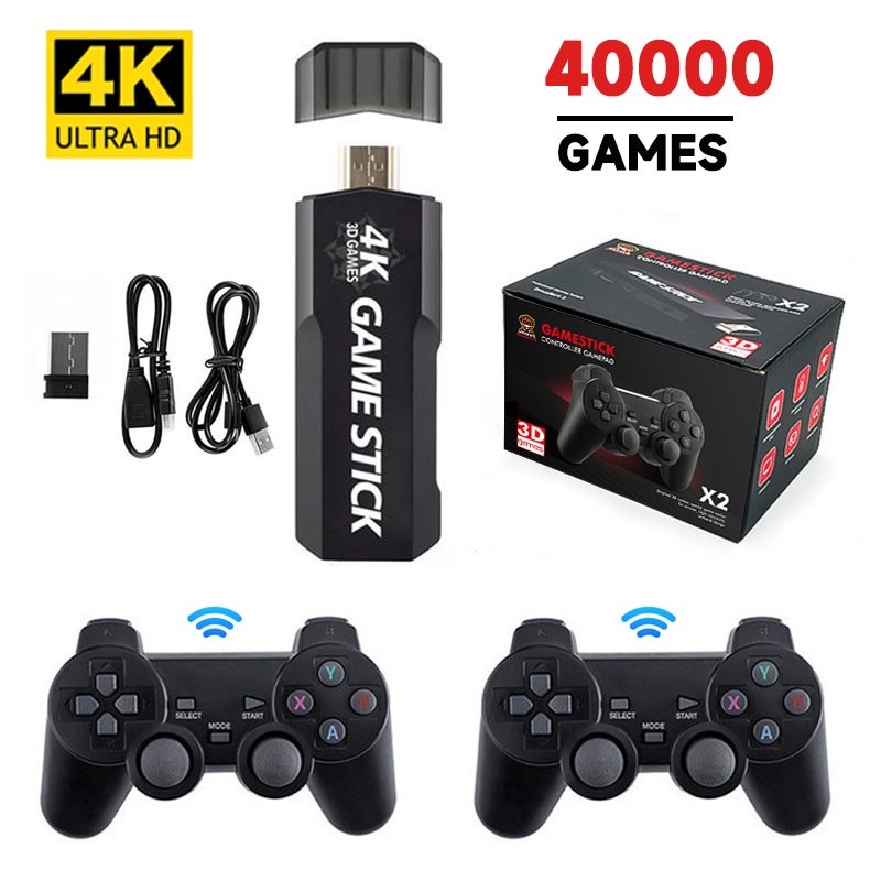 4K Game Stick generasi 2 TV BOX 10000 Video Games Retro Mini Console Wireless gamepad kedua VS PS1 Lite game stick gen 2 hadiah lebaran anak lelaki ulang tahun birthday
