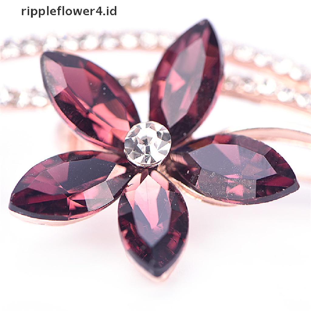 {rippleflower4.id} Wanita Kristal Berlian Imitasi Bunga Bros Pin Fashion Pesta Pernikahan Bros Perhiasan~