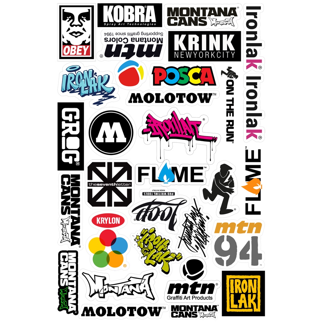 

sticker bundle graffiti spray paint brand vinyl montana mtn ironlak