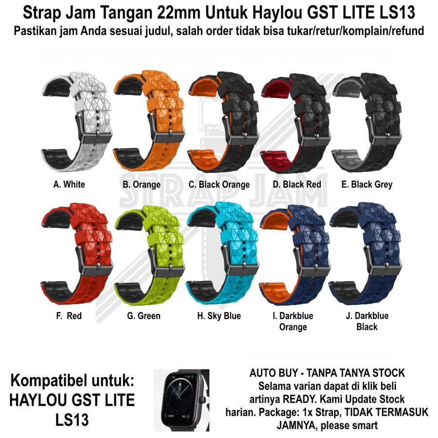 Tali Jam For Haylou GST Lite LS13 22mm - Strap HPF Rubber Diamond