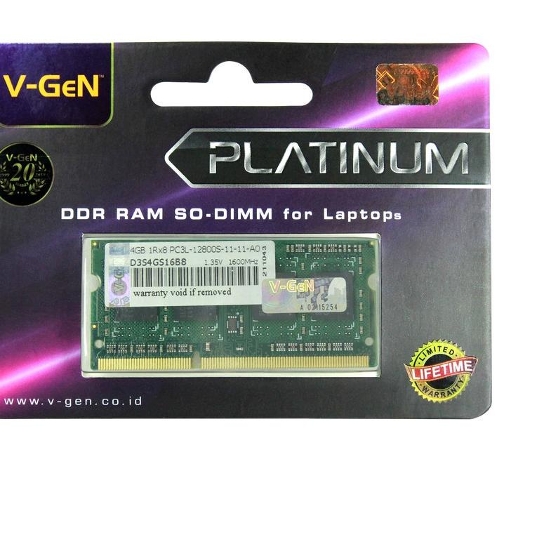 COD !! 10.10 RAM DDR3 DDR3L SODimm V-GeN 4GB PC12800/1600Mhz (Memory Laptop VGEN) [KODE 7]