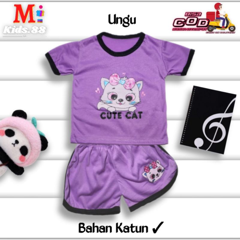 Setelan Playset Cupa Cup Baju Anak CUTE CAT/Set Anak Balita/Setelan Anak Unisex Buat Usia 0-4 tahun