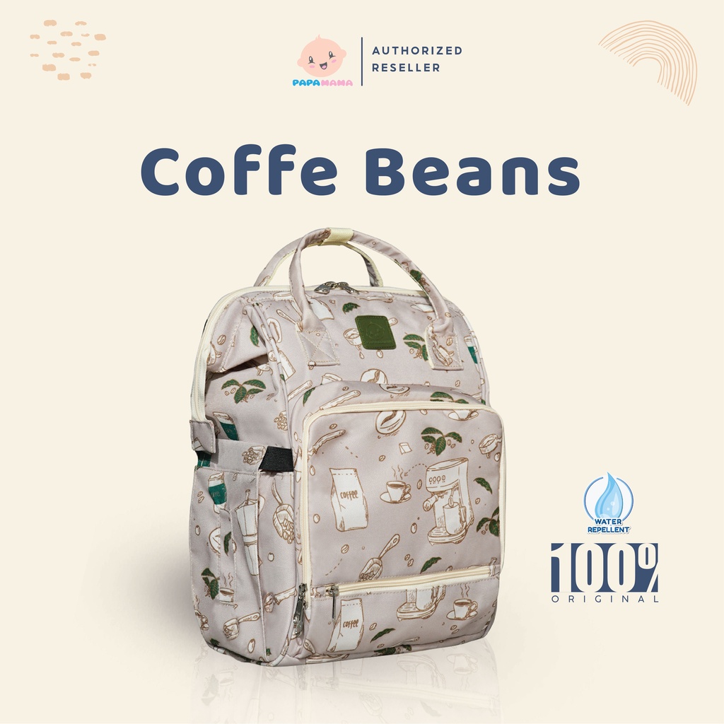 MOS - Papamama Pattern Diaper Bag - Water Repellent Fabric - Coffee Beans : 1047