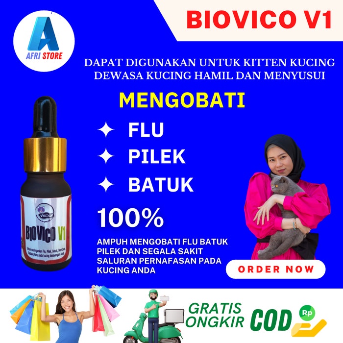 BIOVICO V1 - OBAT BATUK PILEK FLU KUCING ANTIBIOTIK -BISA UNTUK KITTEN