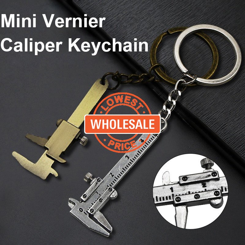 [Harga Grosir] Mini Vernier Caliper Keyring Portable Fashion Key Ring Kreatif Paduan Seng Dekoratif Gesper Terukur Tas Pesona