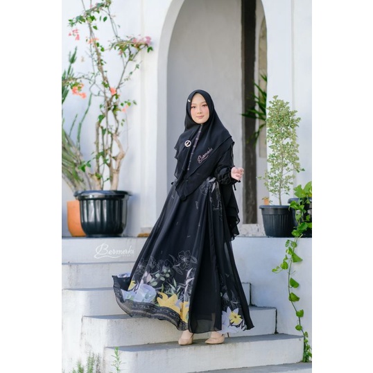 Gamis Bermerks Syar'i Original//BERMERKS ORI//Gamis syar'i// GAMIS SET KHIMAR CERRUTY BABYDOLL//FAIZA  Set Ori BERMERKS