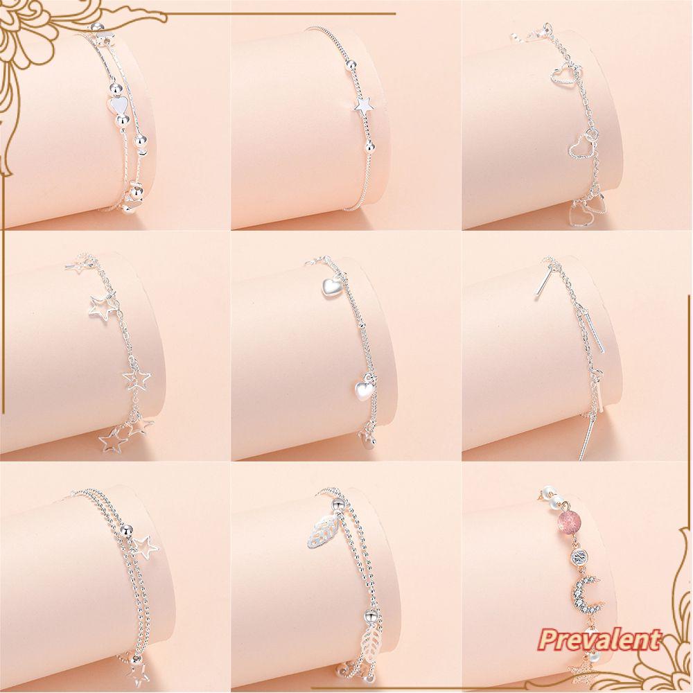 Preva Charms Bracelets Vintage Jewelry DIY Manik-Manik Kristal Warna Perak Gelang Persahabatan