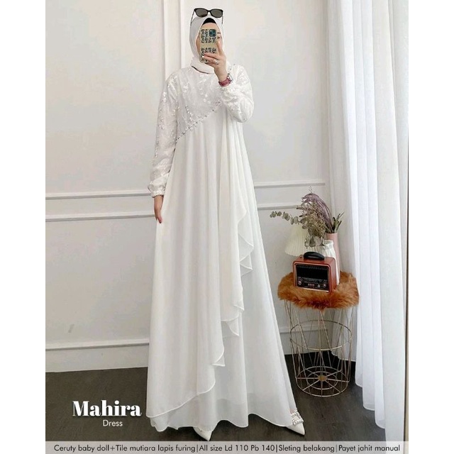 MAHIRA DRESS GAMIS PUTIH MUSLIMAH