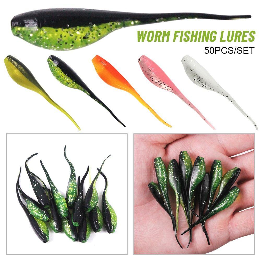 Top 50pcs/set Umpan Pancing Cacing New Artificial Carp Swimbait
