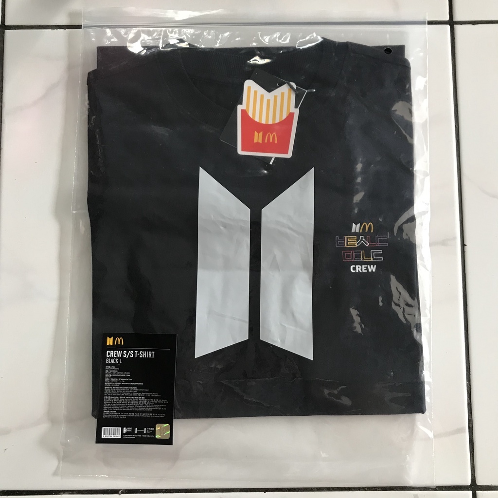[Ready Stock] BTS x MCD Official Merchandise Tshirt Crew Size L (Black Friday Sale)