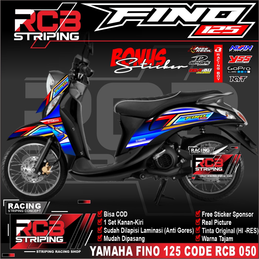 Sticker Striping Yamaha FINO FI 125 Sticker Lis Variasi Desain keren fino stiker fino 125 RCB 050