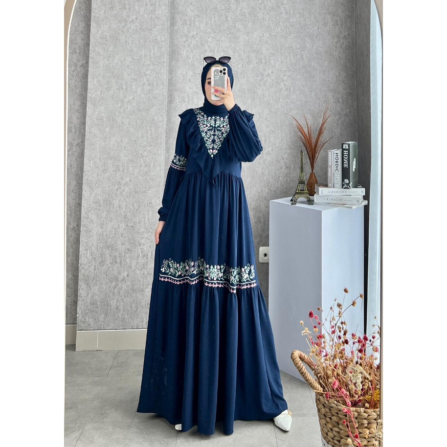 Khadijah Humaira Gamis Longdress Airflow Krinkle Bordir Cyra