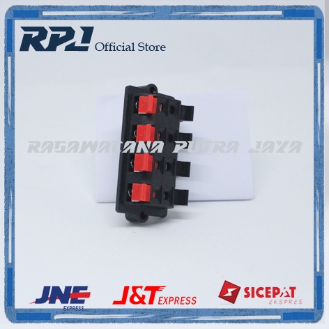 8 Way 2 Row Push Release Connector Plat Stereo Terminal Speaker Jepit 8 Pin 2 Baris Merah Hitam