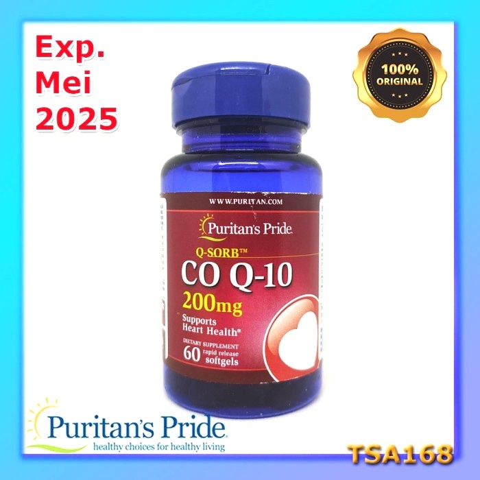 Puritan Pride CoQ10 200 mg 60 softgels utk Kesehatan Jantung Anda