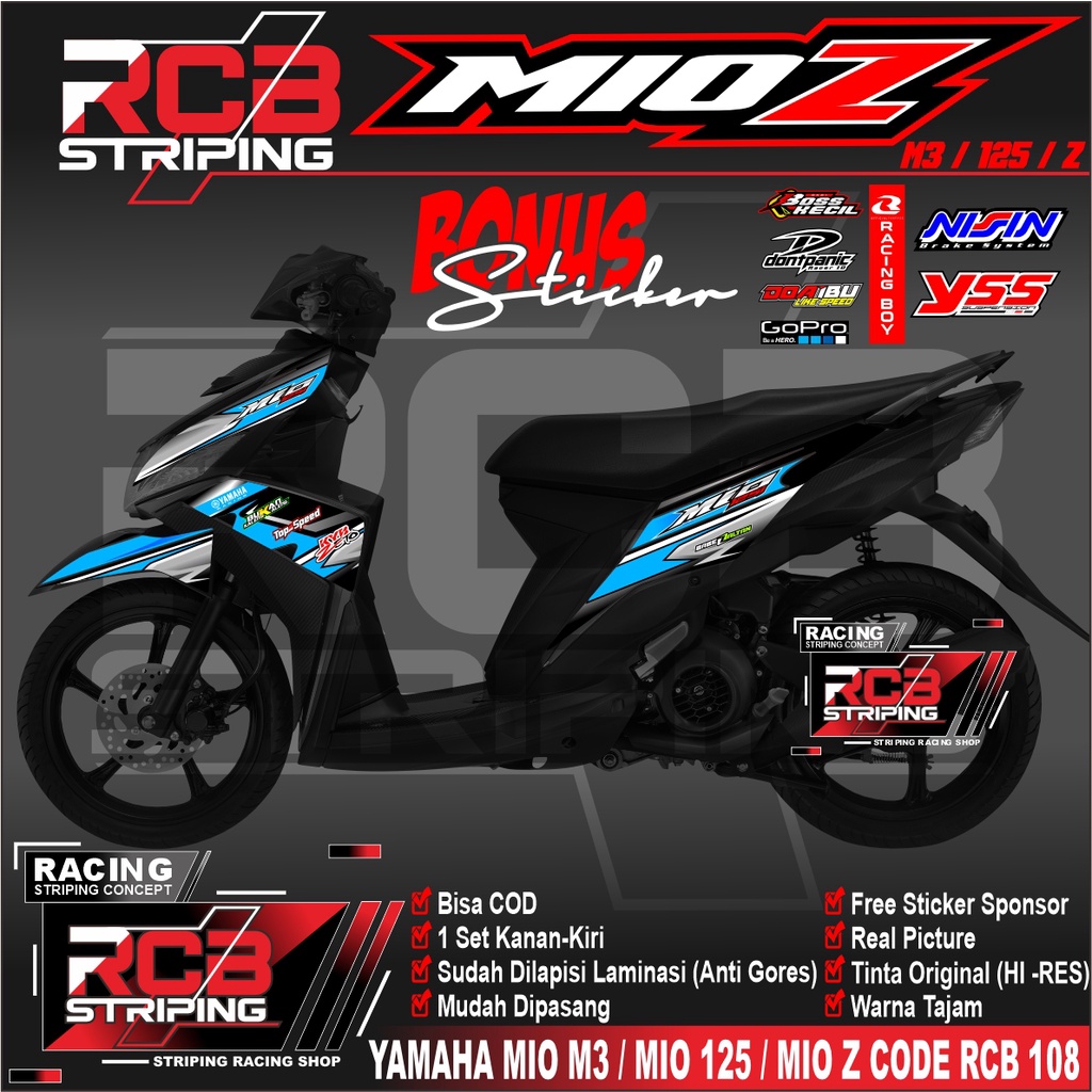 Striping Variasi Mio M3 - Striping Mio M3 Lis Mio M3 / MIO X / MIO Z / MIO 125 CODE RCB 108