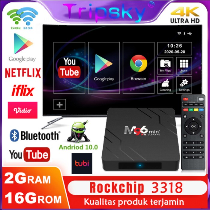 Android Tv Box Rockchip3229 Ram2gb Rom16gb Android 9.0os 5g wifi 4K TERBAIK