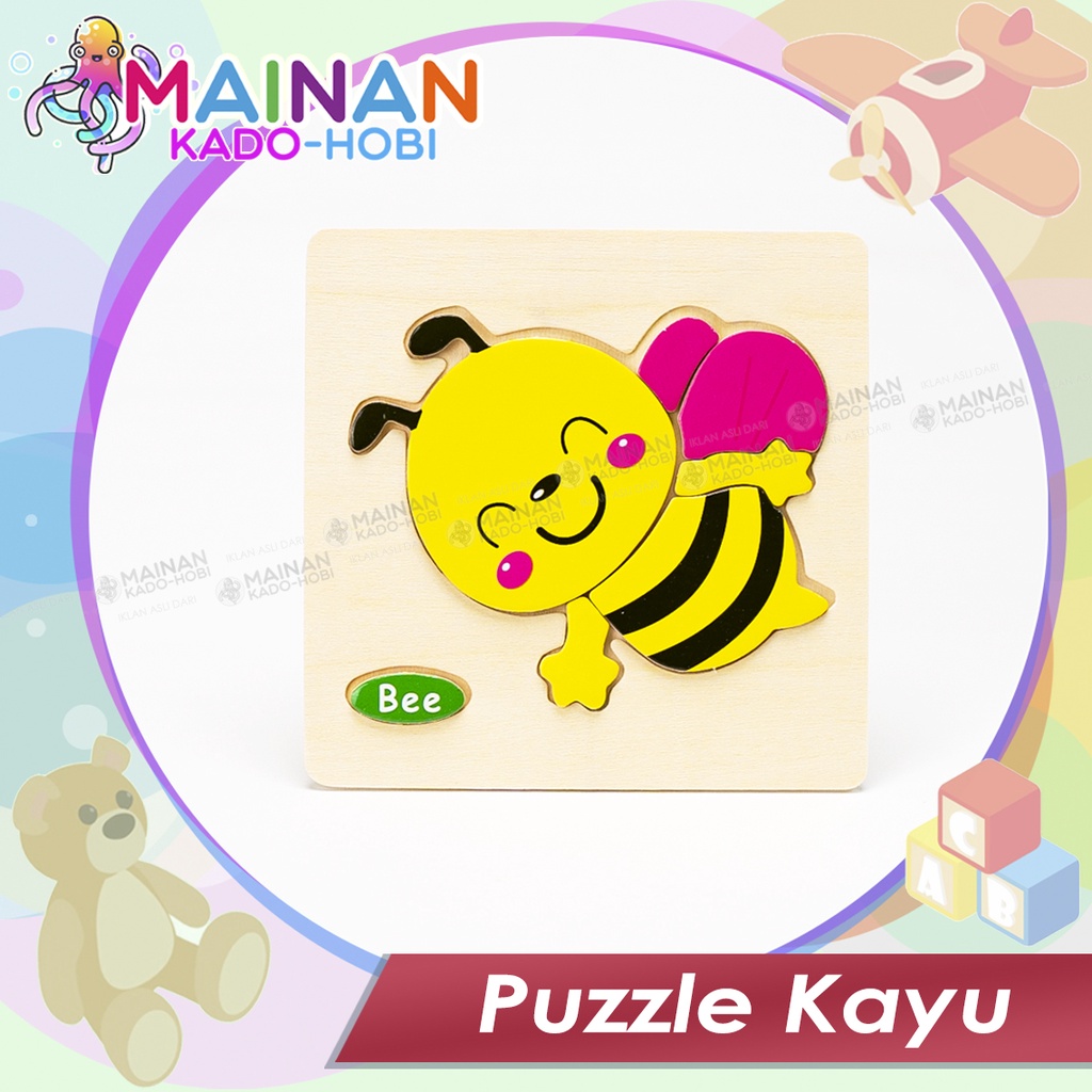 HADIAH ULANG TAHUN ANAK MAINAN PUZZLE KAYU ANIMAL LUCU HONEY BEE LEBAH