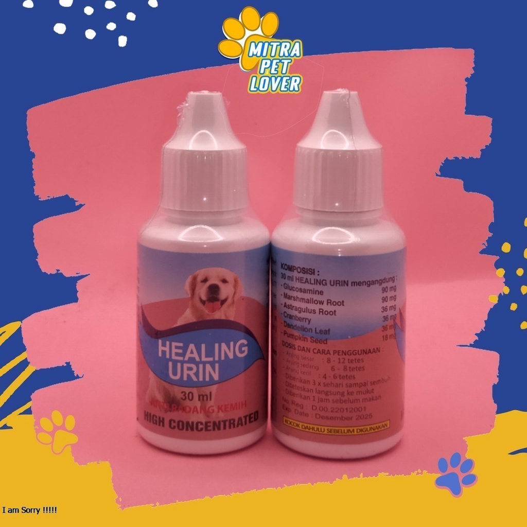 FORMULASI OBATI SALURAN KEMIH ANJING - HEALING URINE DOG DROP 30ML- OBAT RADANG INFEKSI URINARY TRACK MUNTAH - MURAH ASLI GARANSI KUALITAS ORIGINAL - PET ANIMAL HEALTHCARE &amp; VETERINARY TAMASINDO OBAT KESEHATAN &amp;  VITAMIN TERNAK HEWAN  MITRAPETLOVER