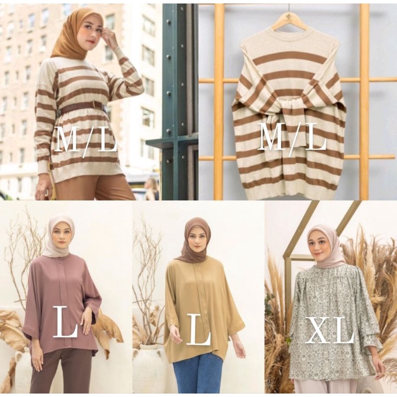 Amber Knit Aiza Blouse dan Zyana Shirt by Heaven Lights
