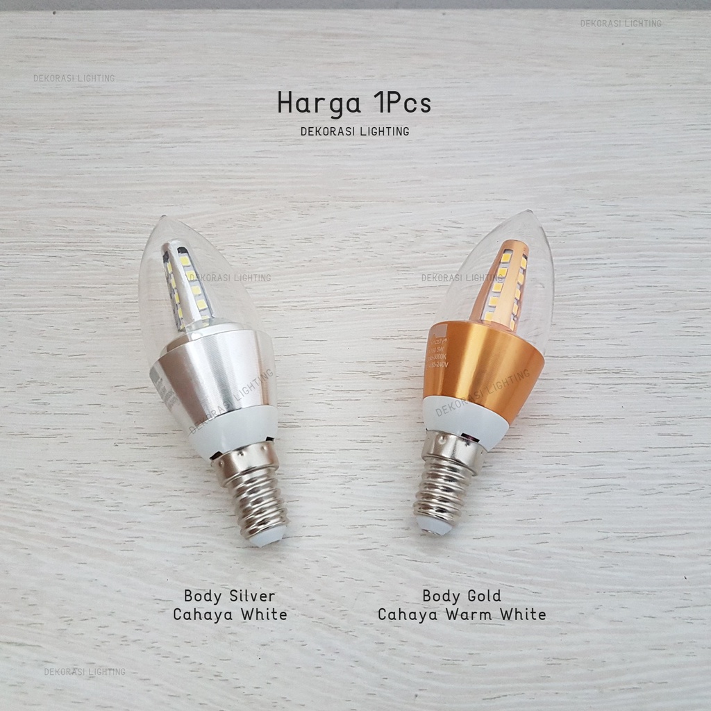 Lampu bohlam candle led 5w fiting e14 terang hias gantung