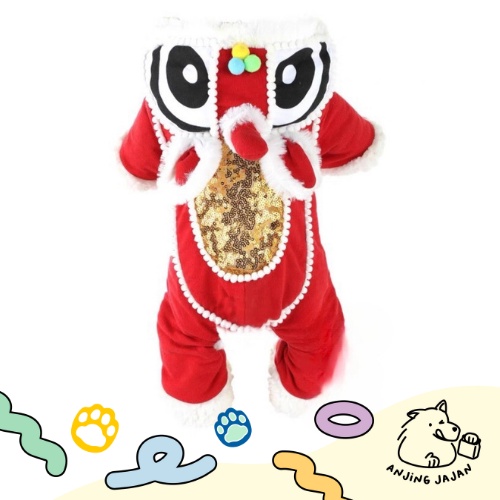 Baju Anjing Kucing CNY | Kostum Hewan Barongsai | Baju Sincia Hewan | Baju Imlek Anjing Kucing | Kos