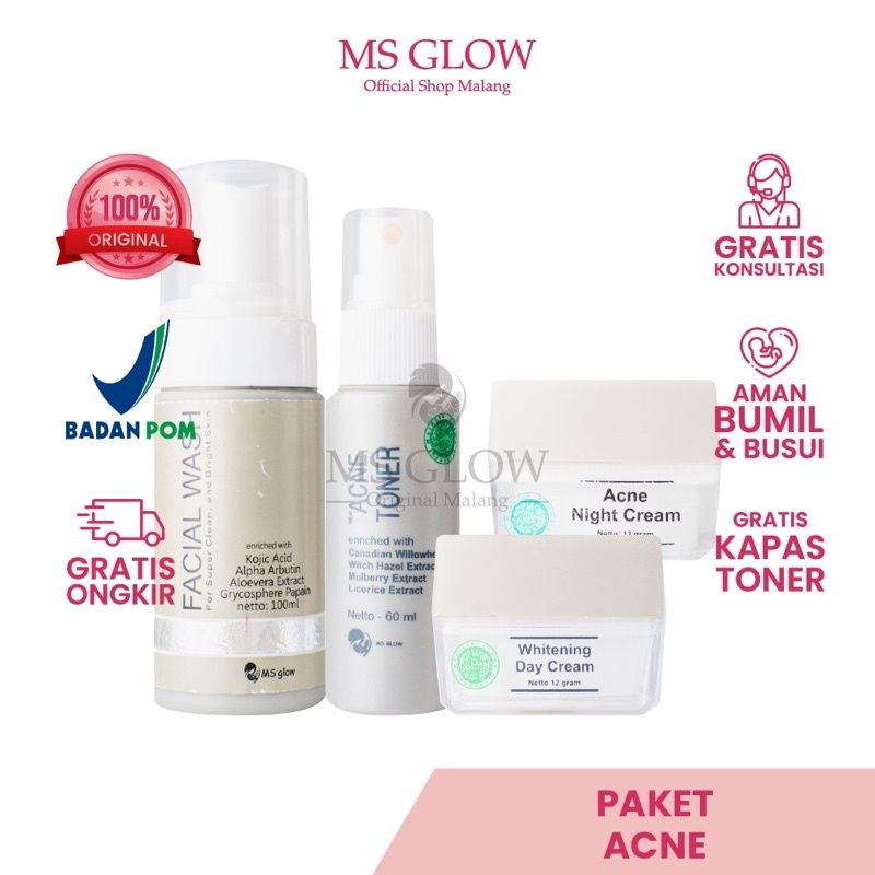 MS GLOW Paket ACNE / Skincare Jerawat