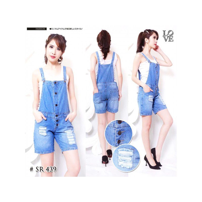 ORIGINAL BAJU OVERALL JUMPER JUMPSUIT CELANA KODOK MONYET MINION PENDEK BAHAN JEANS DENIM TEBAL IMPO
