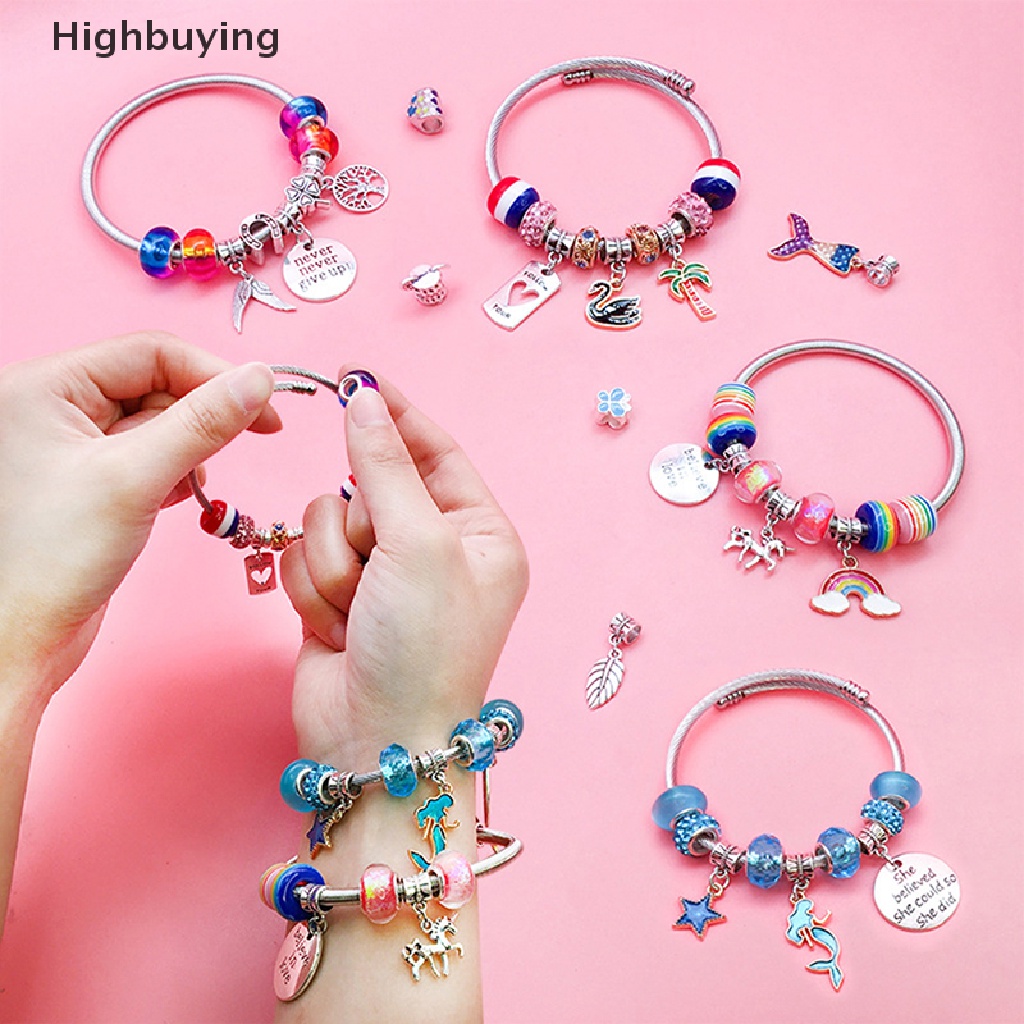 Hbid DIY Gelang Kit Untuk Hadiah Anak Unicorn Tas Handmade Manik-Manik Set Gadis Kalung Untuk Membuat Perhiasan Glory