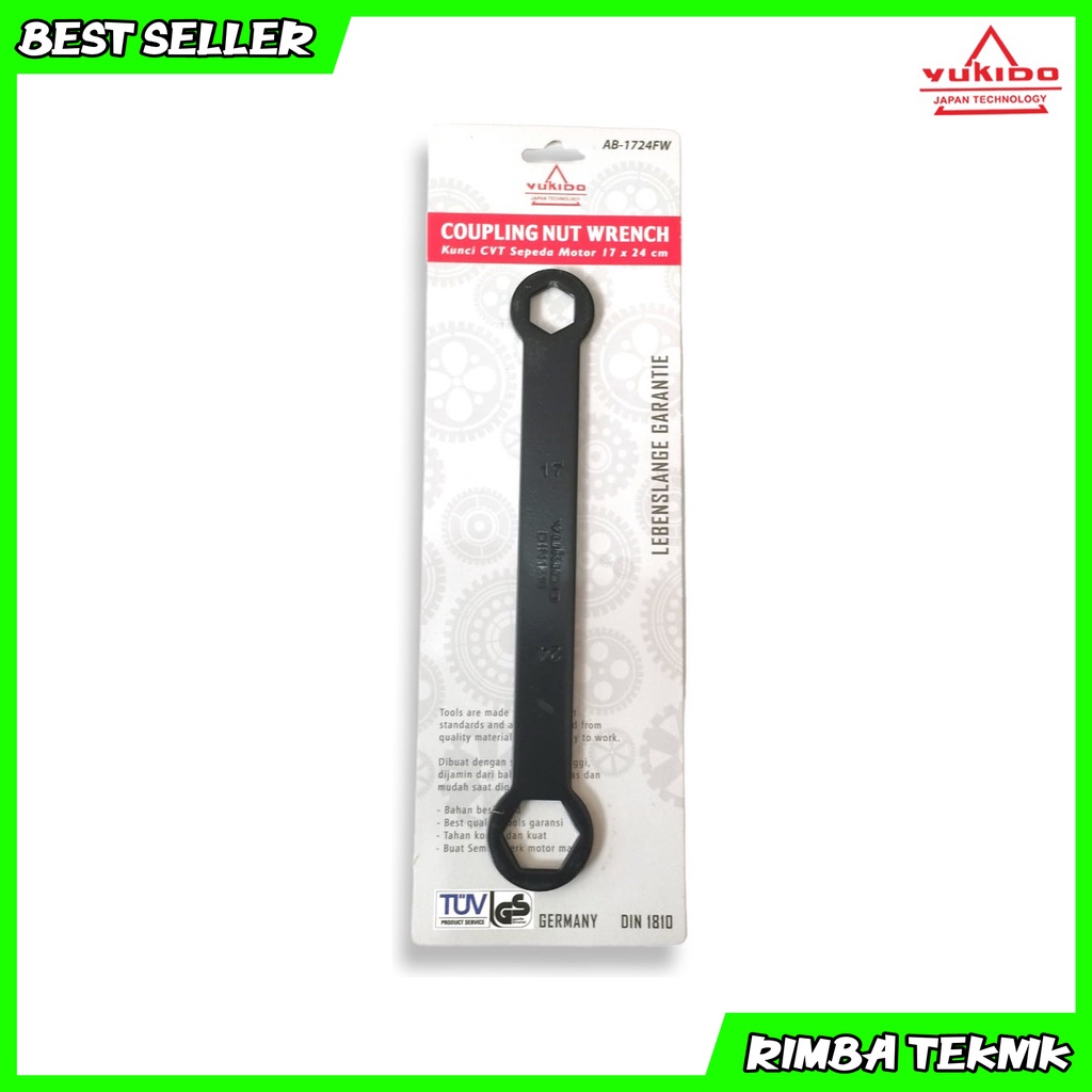 Kunci Tutup Klep Motor 17-24MM - Valve Cover Wrench YUKIDO AB-1724FW / Kunci Blok 17X24 Lurus / Kunci Tutup Klep 17X24mm Kunci Sanyo