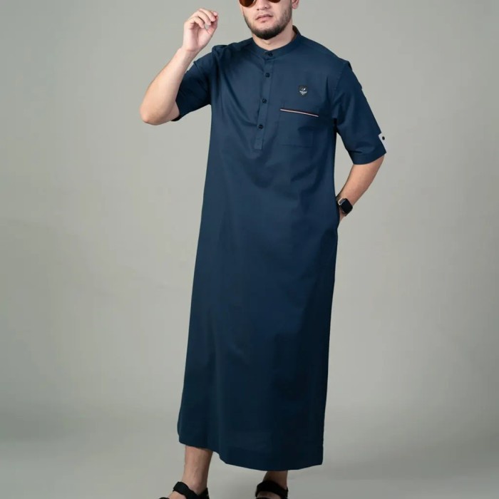 {FamilyStore} SAMASE CASUAL JUBBA R041P - Navy M Diskon