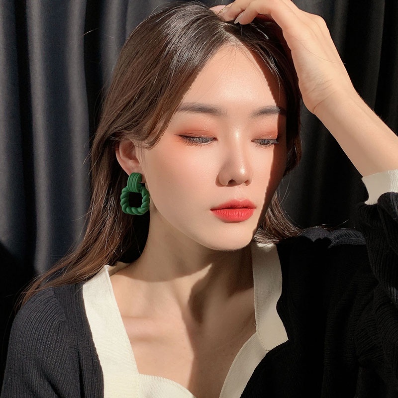 Musim Semi Gaya Baru Seri Hijau Ins Anting-Anting Perempuan Tren Korea Bunga925 Stud Earrings