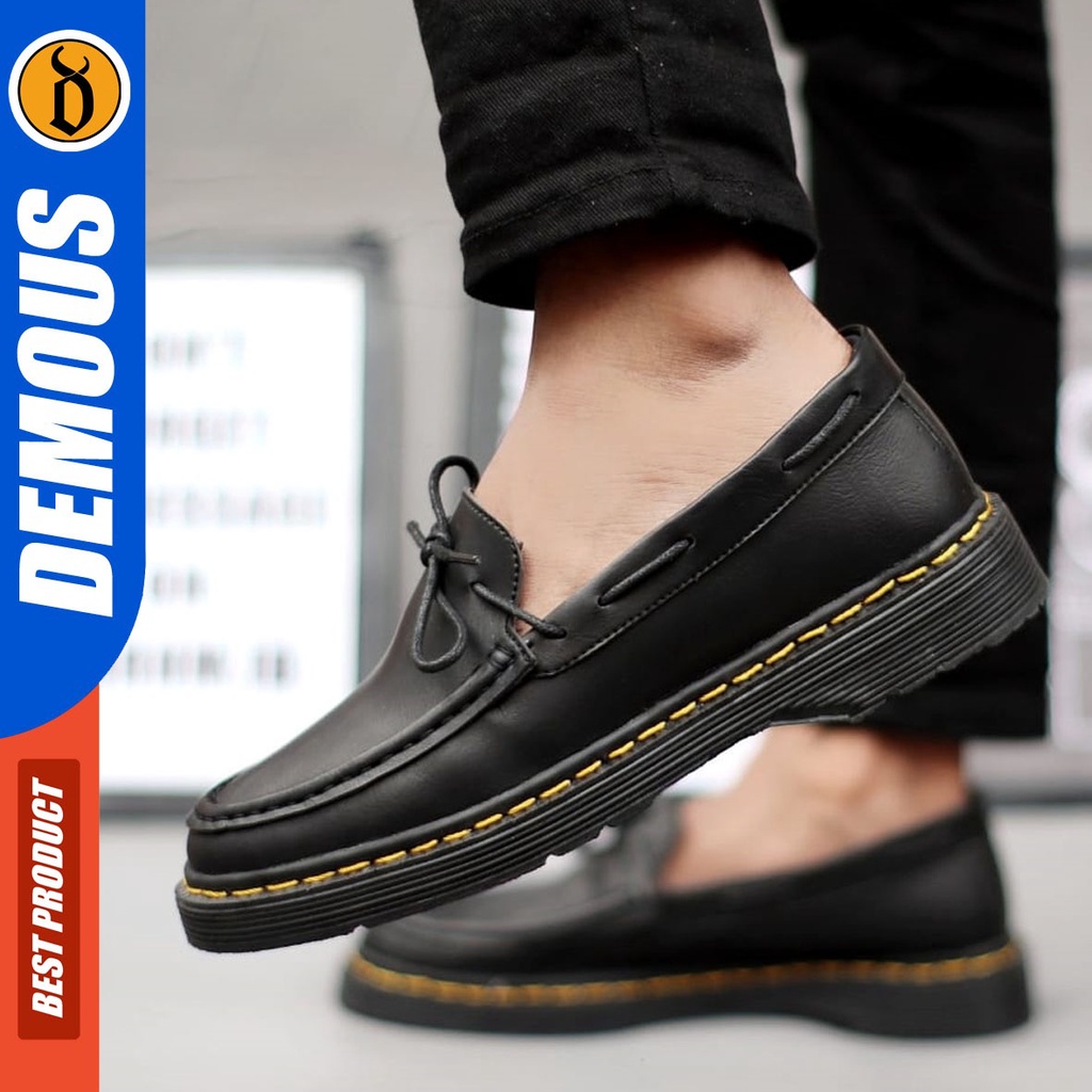 DEMOUS Spring - Sepatu Formal Docmart Low Boots Pantofel Kerja Hitam Pria