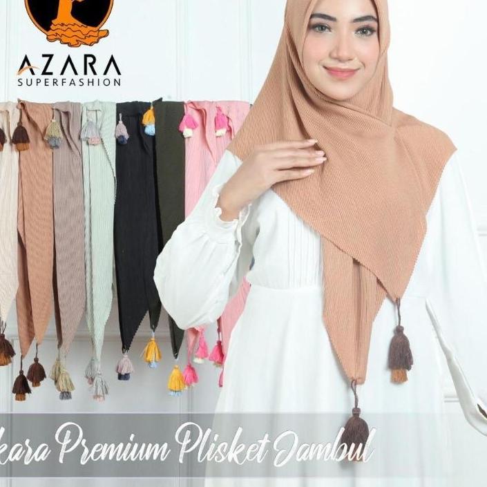 BestSeller HIJAB OSKARA PREMIUM PLISKET JAMBUL TASSEL AZARA LC polos 110x110