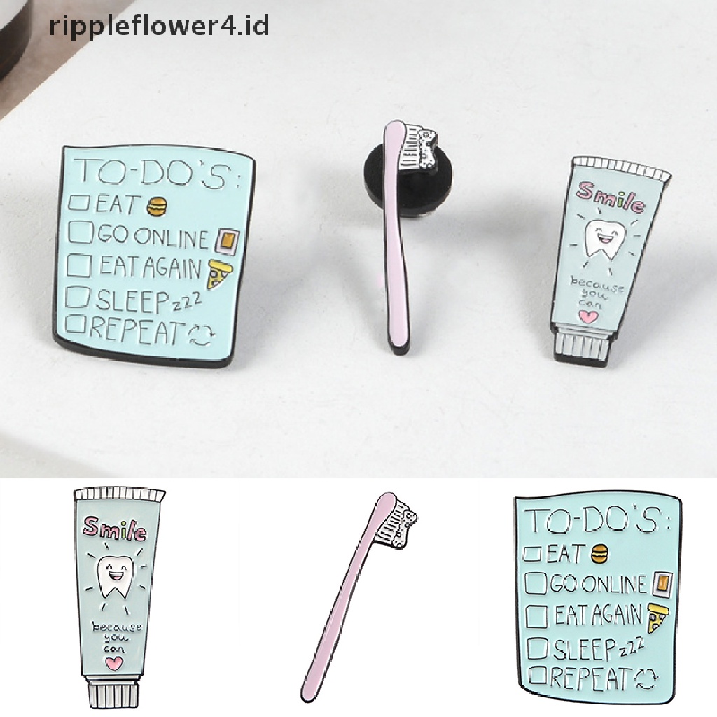 {rippleflower4.id} Kartun Enamel Sikat Gigi Odol Lapel Pin Smile Tooth Brooch Perhiasan Hadiah~