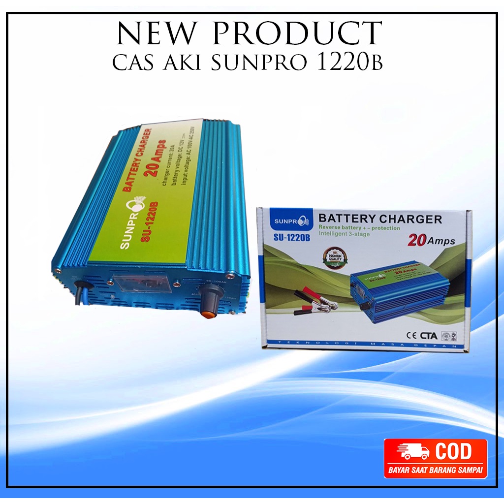 CHARGER AKI  20 AMPERE SUNPRO SU-1220B / CHARGER AKI MOBIL/MOTOR / CHARGER AKI 20Amps / CAS AKI 20 A