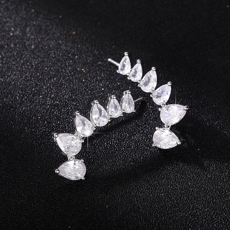 Bling Tetesan Air Bling Cubic Zirconia Anting Untuk Wanita Telinga Pendaki Fashion Dikontrak Wanita Anting Tindik Perhiasan